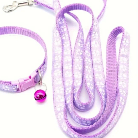 2pc Pet Dog Collar And Leash Sets, Cute Patterns, Adjustable With Bell - Picture 7 of 10